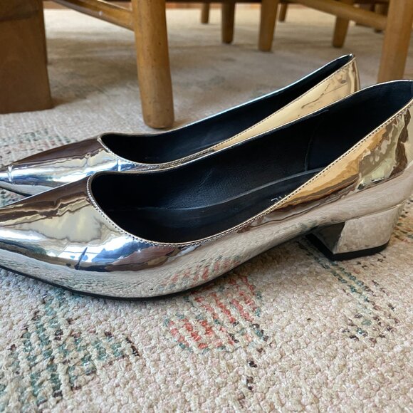 Silver Low Chunky Heels - Picture 3 of 7